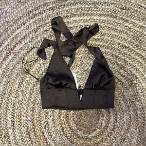 Garage satin brown halter top